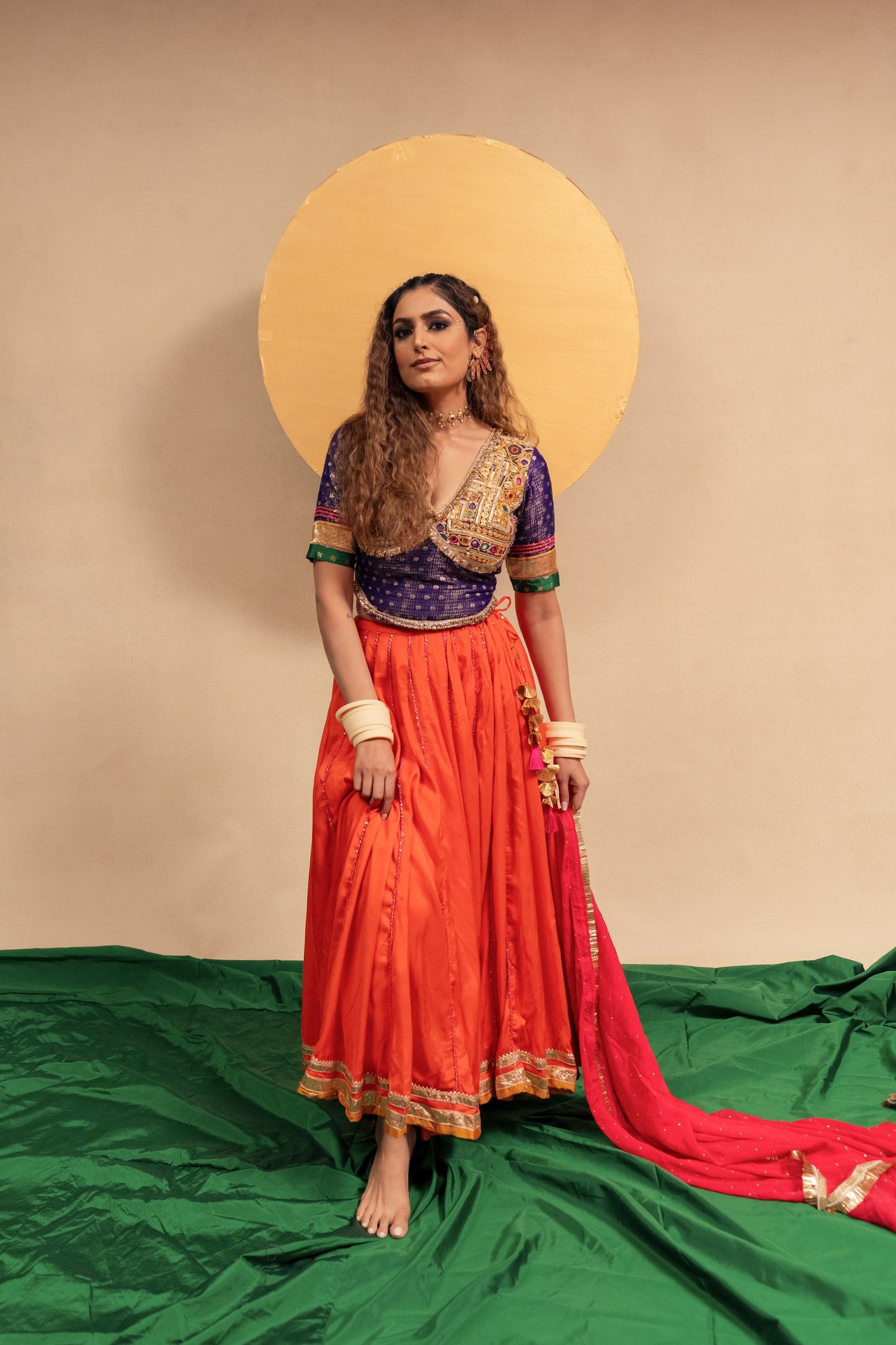 Blue orange Chaniya choli set