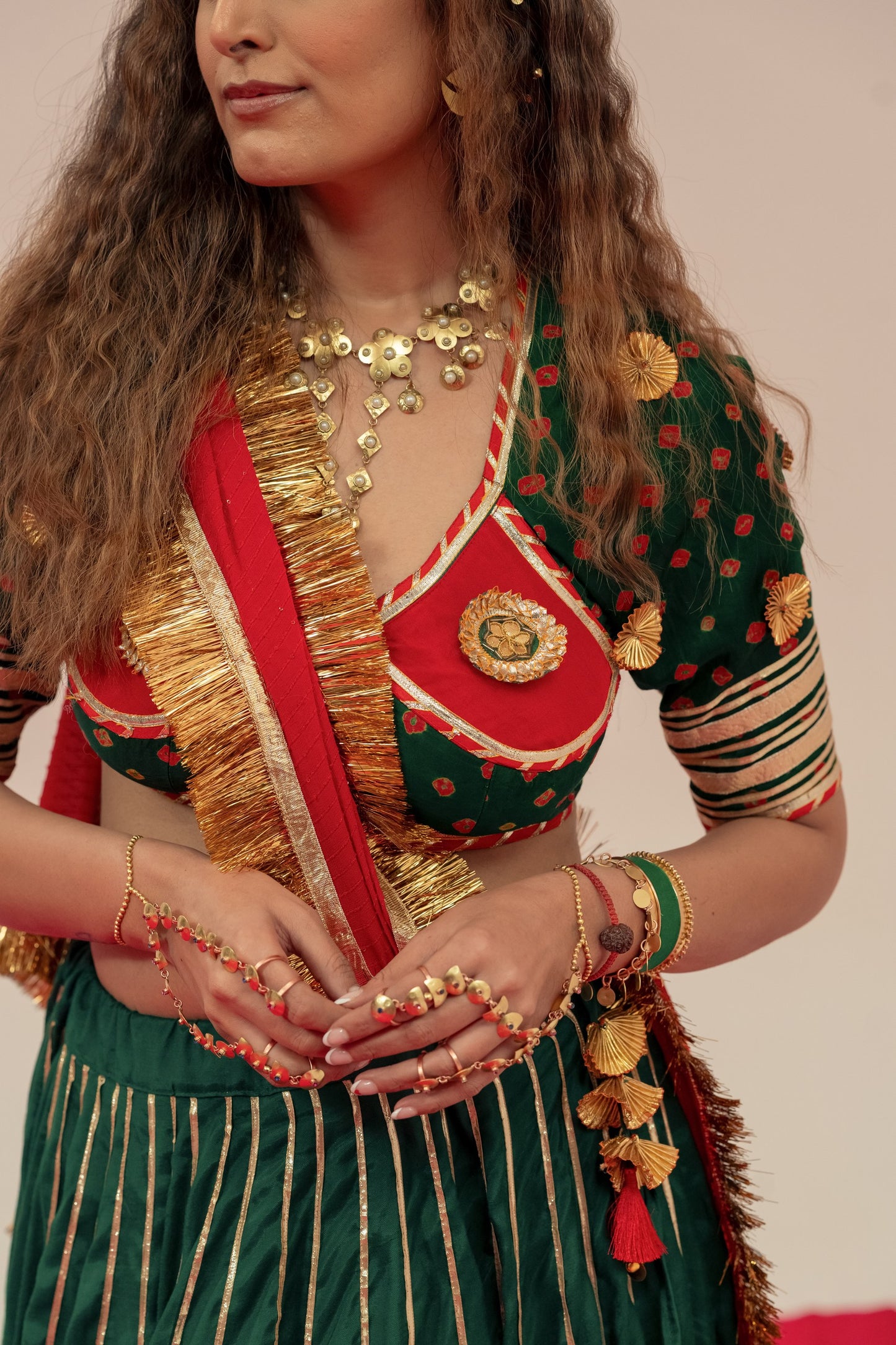 Green red Chaniya choli set
