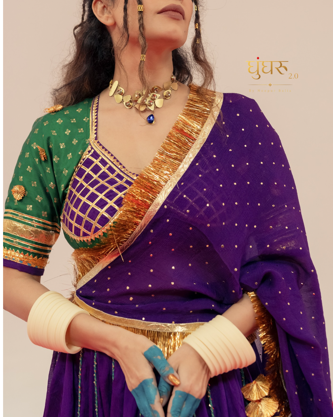 Purple green Chaniya choli set