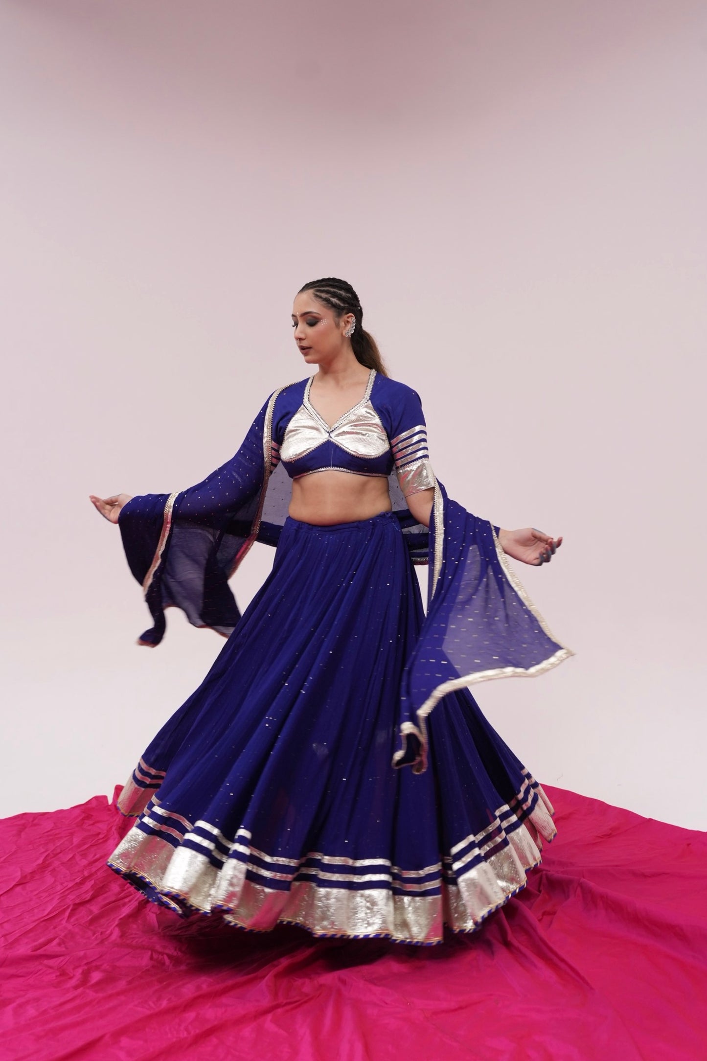 Royal blue silver Chaniya choli set