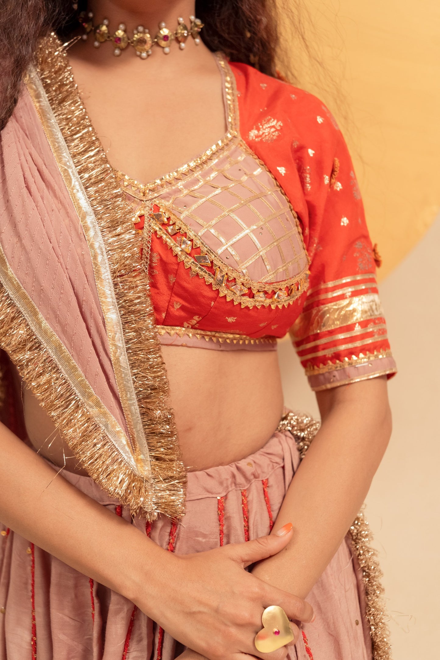 Peach orange Chaniya choli set