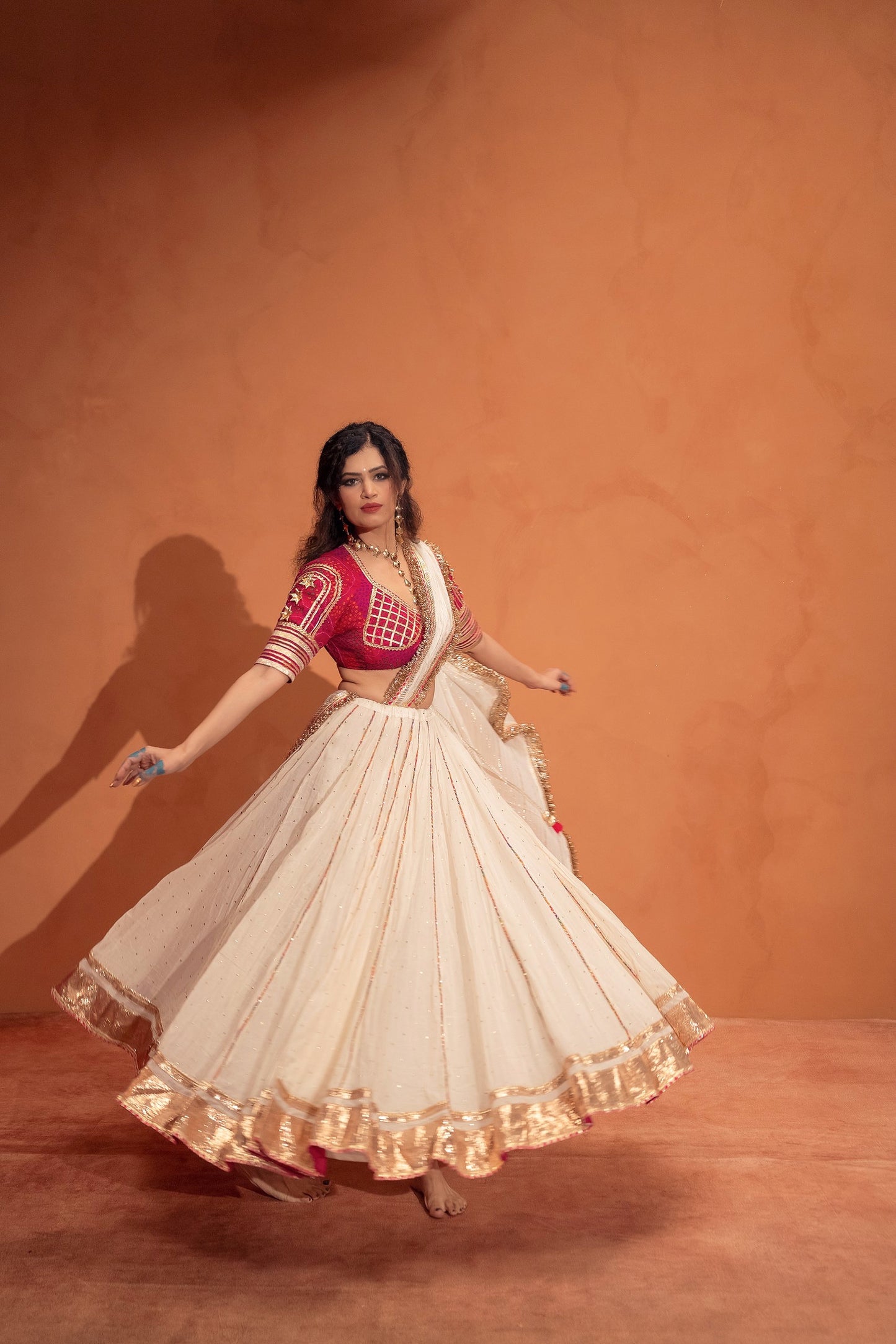 Cream pink Chaniya choli set