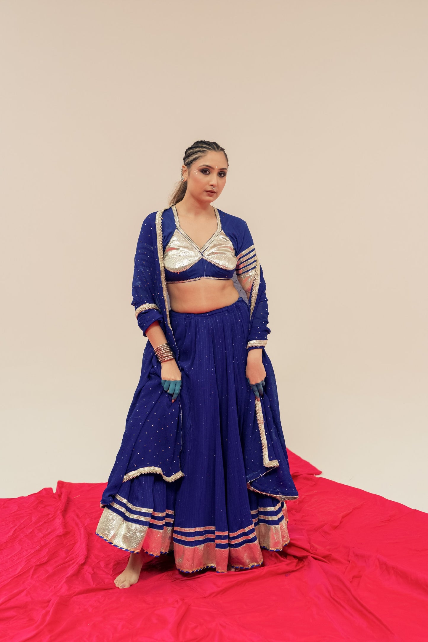 Royal blue silver Chaniya choli set