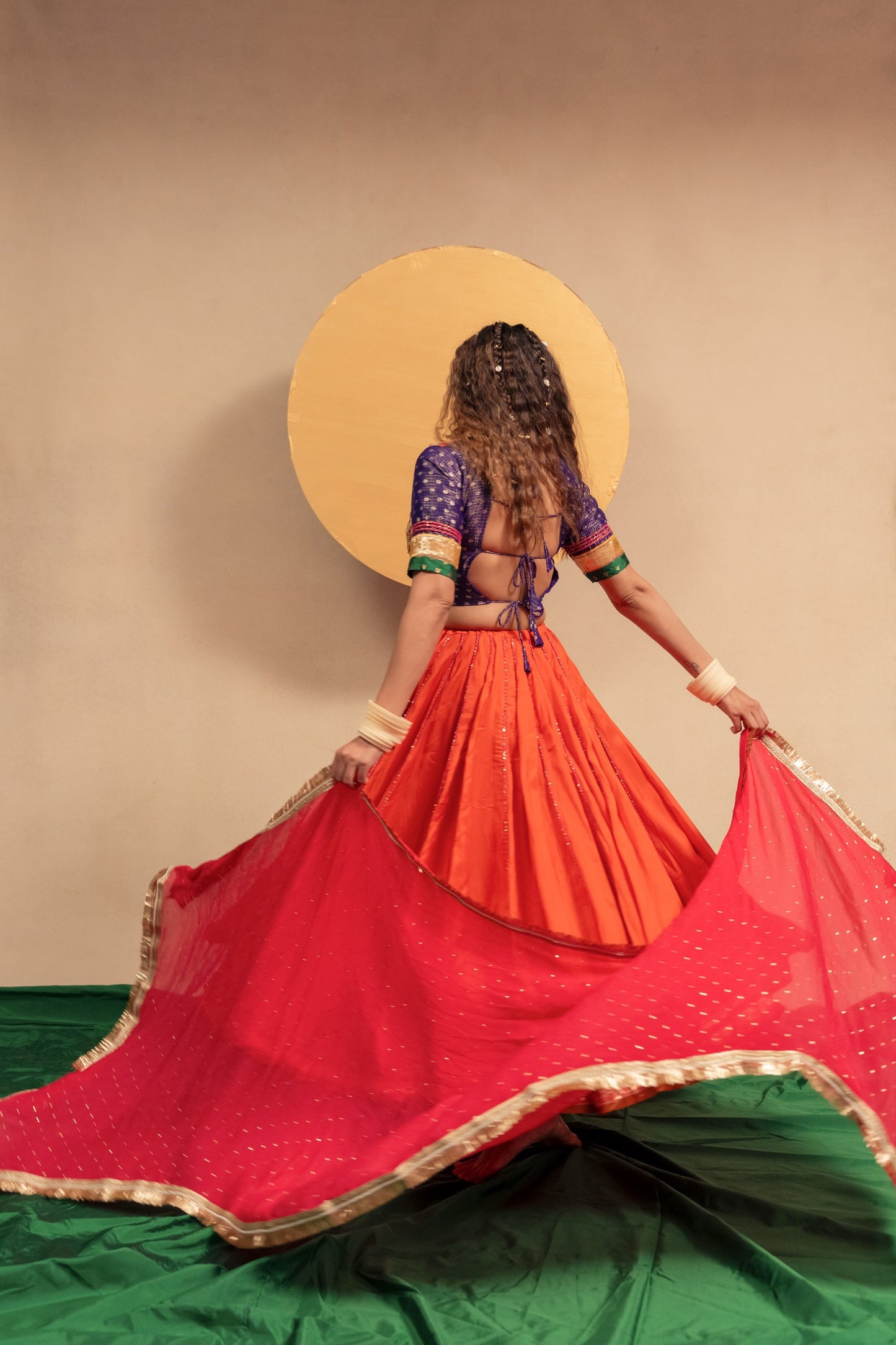 Blue orange Chaniya choli set