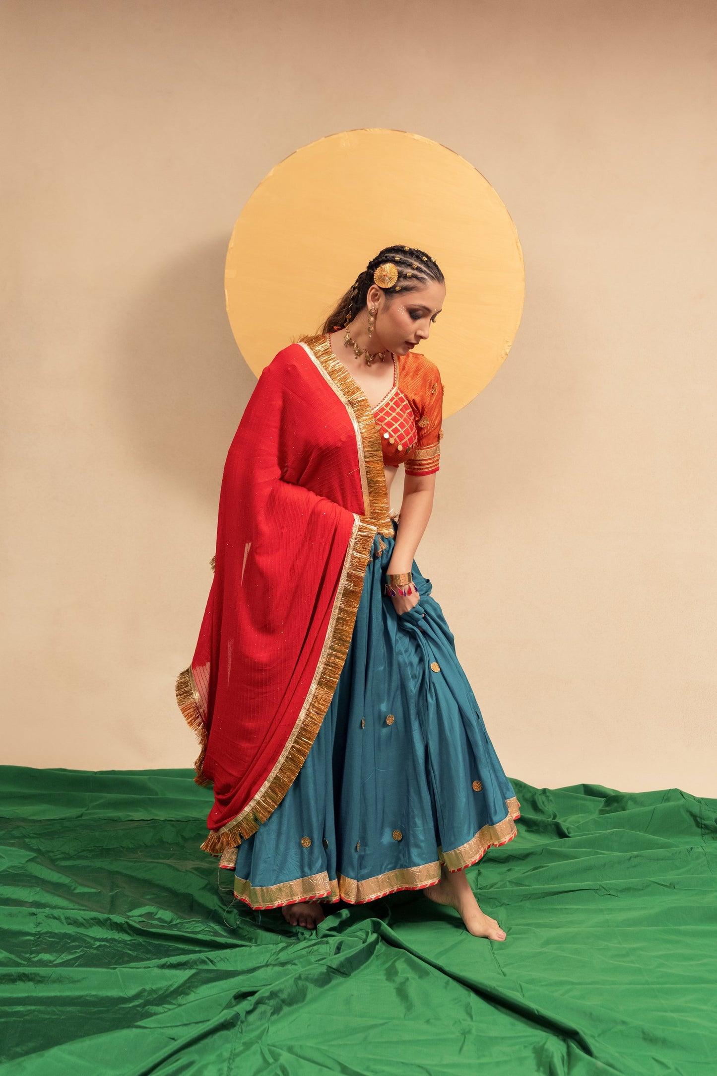 Rama rust red Chaniya choli set