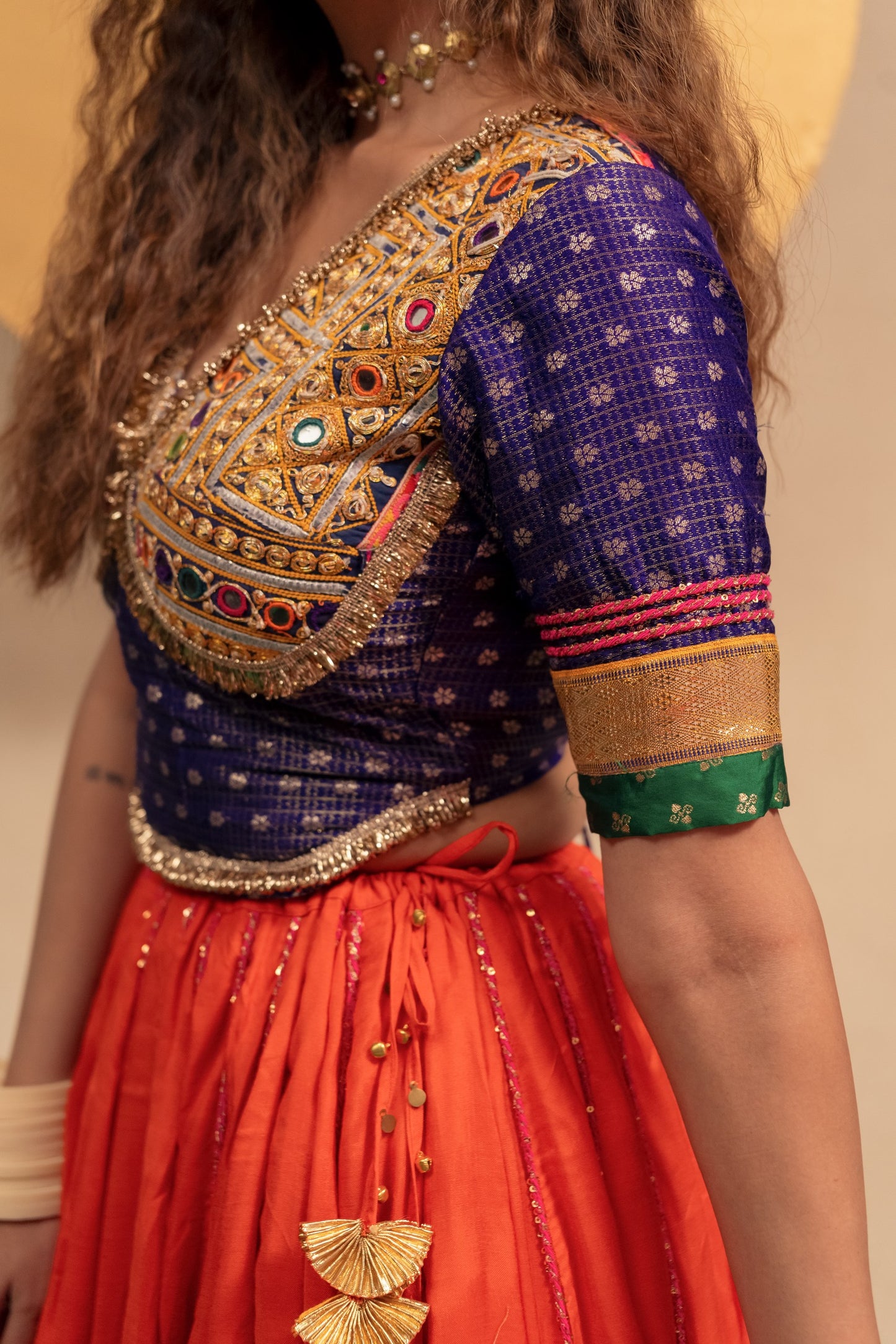 Blue orange Chaniya choli set
