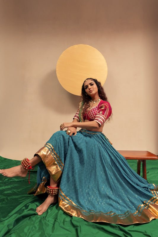 Rama pink green Chaniya choli set