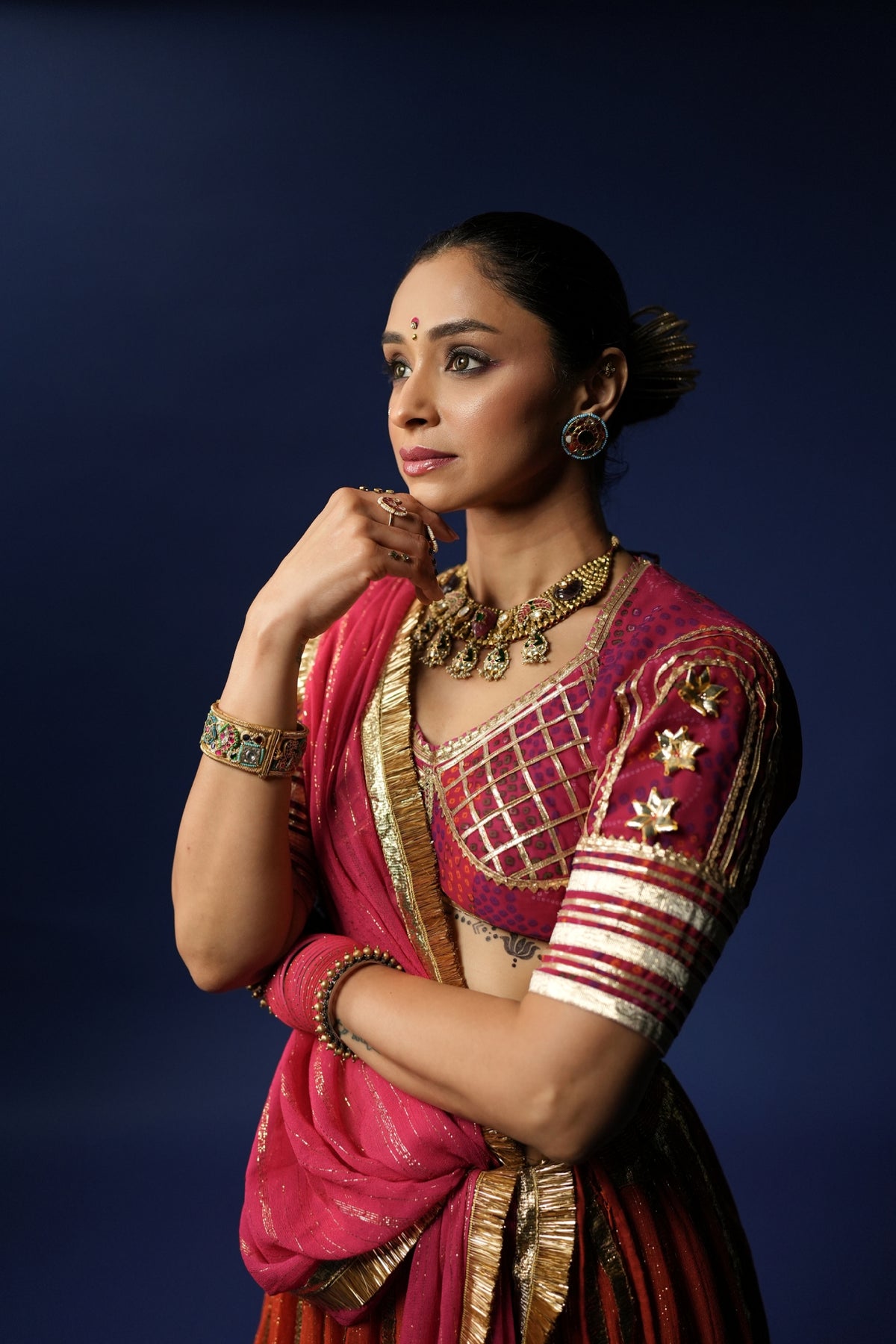 Rust Pink zari Chaniya choli set