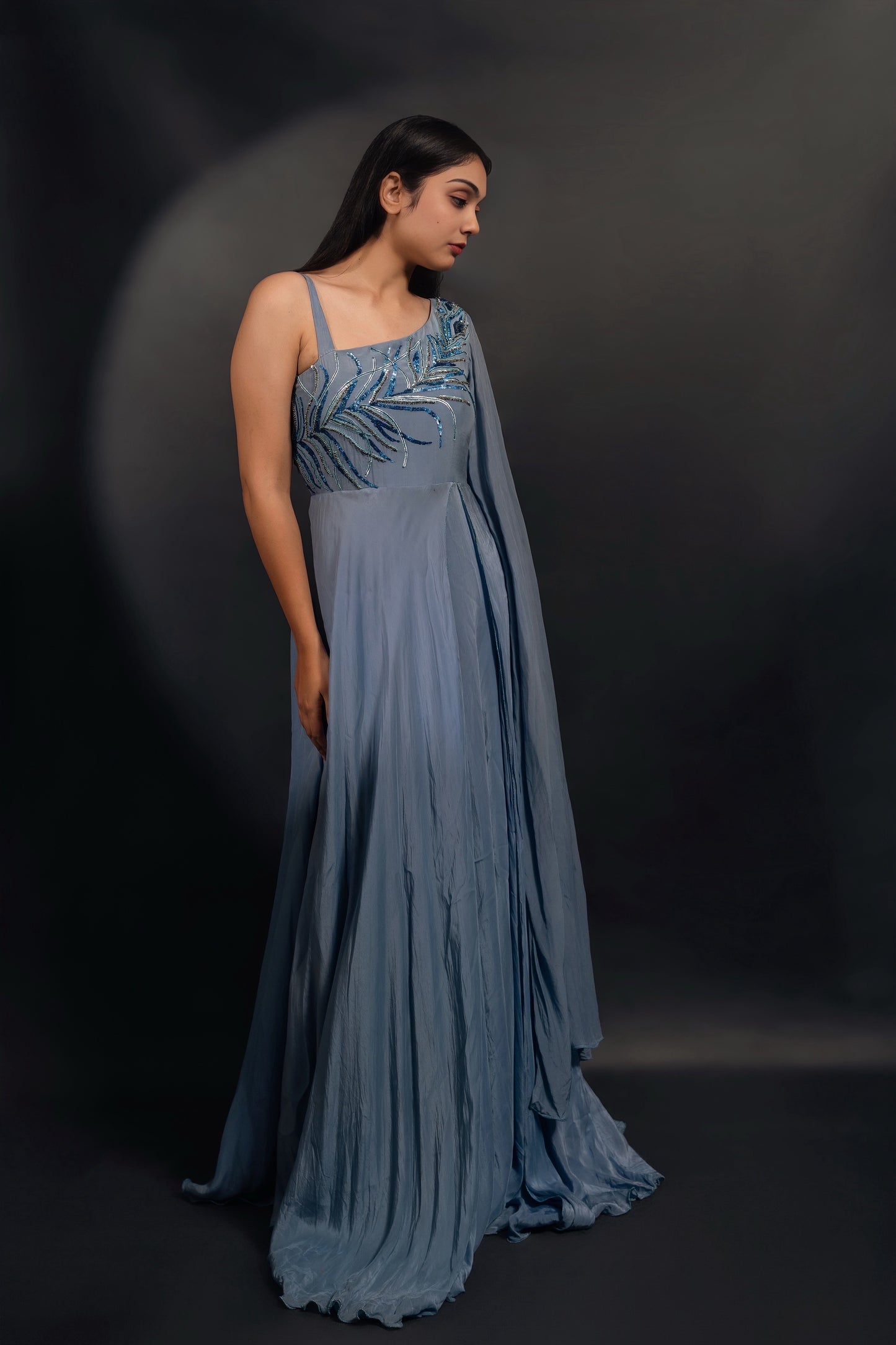 Blue Asymmetrical Gown