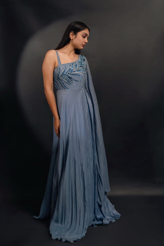 Blue Asymmetrical Gown