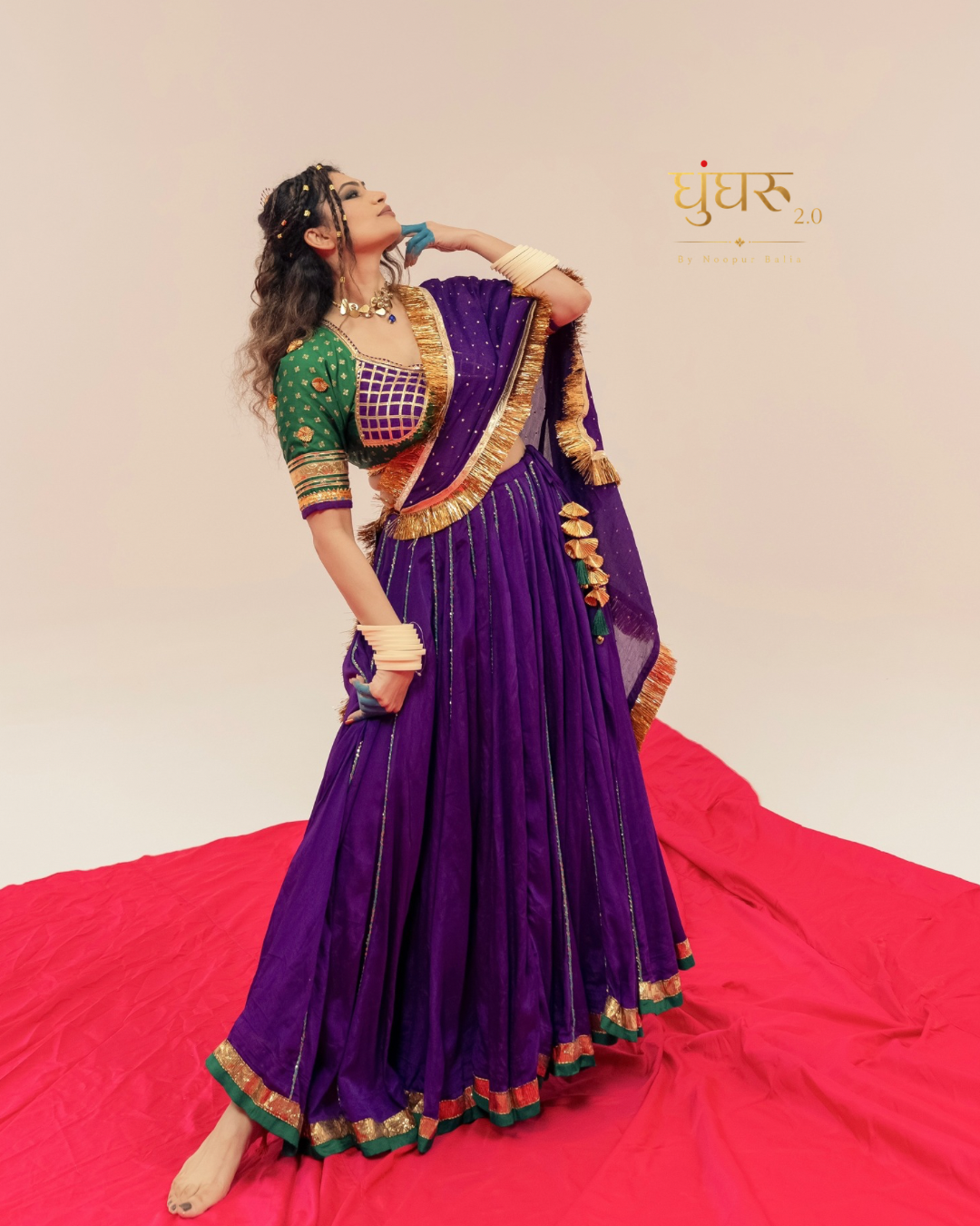 Purple green Chaniya choli set