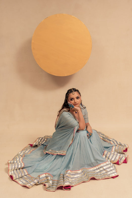 Sky blue Chaniya choli set