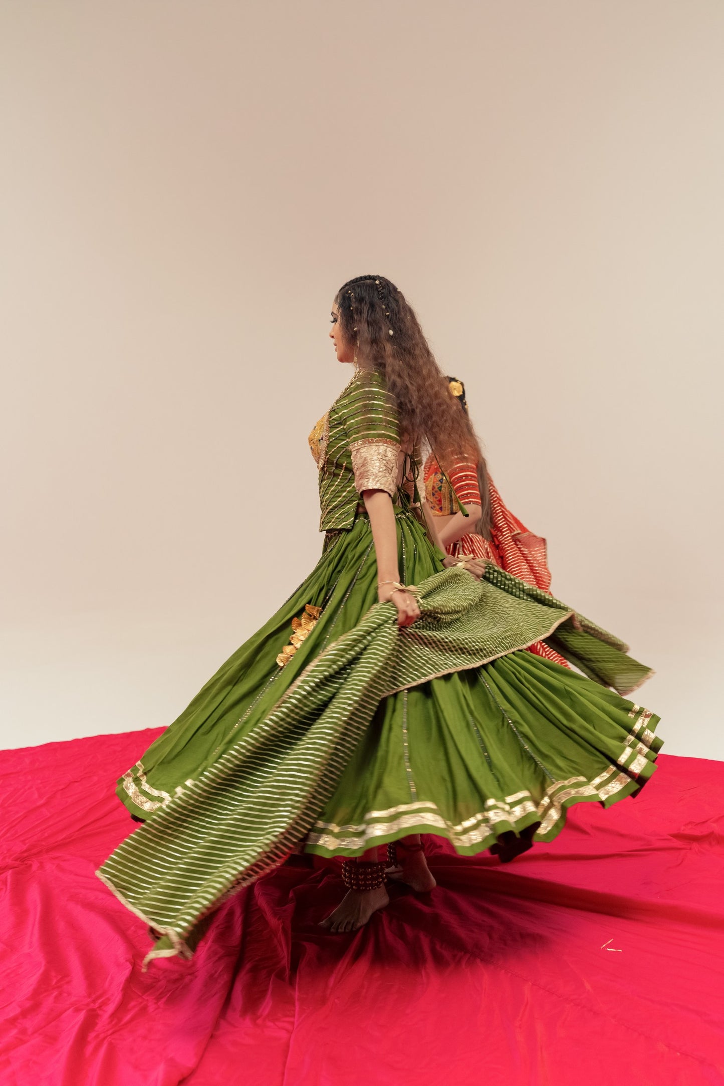 Olive green Chaniya choli set