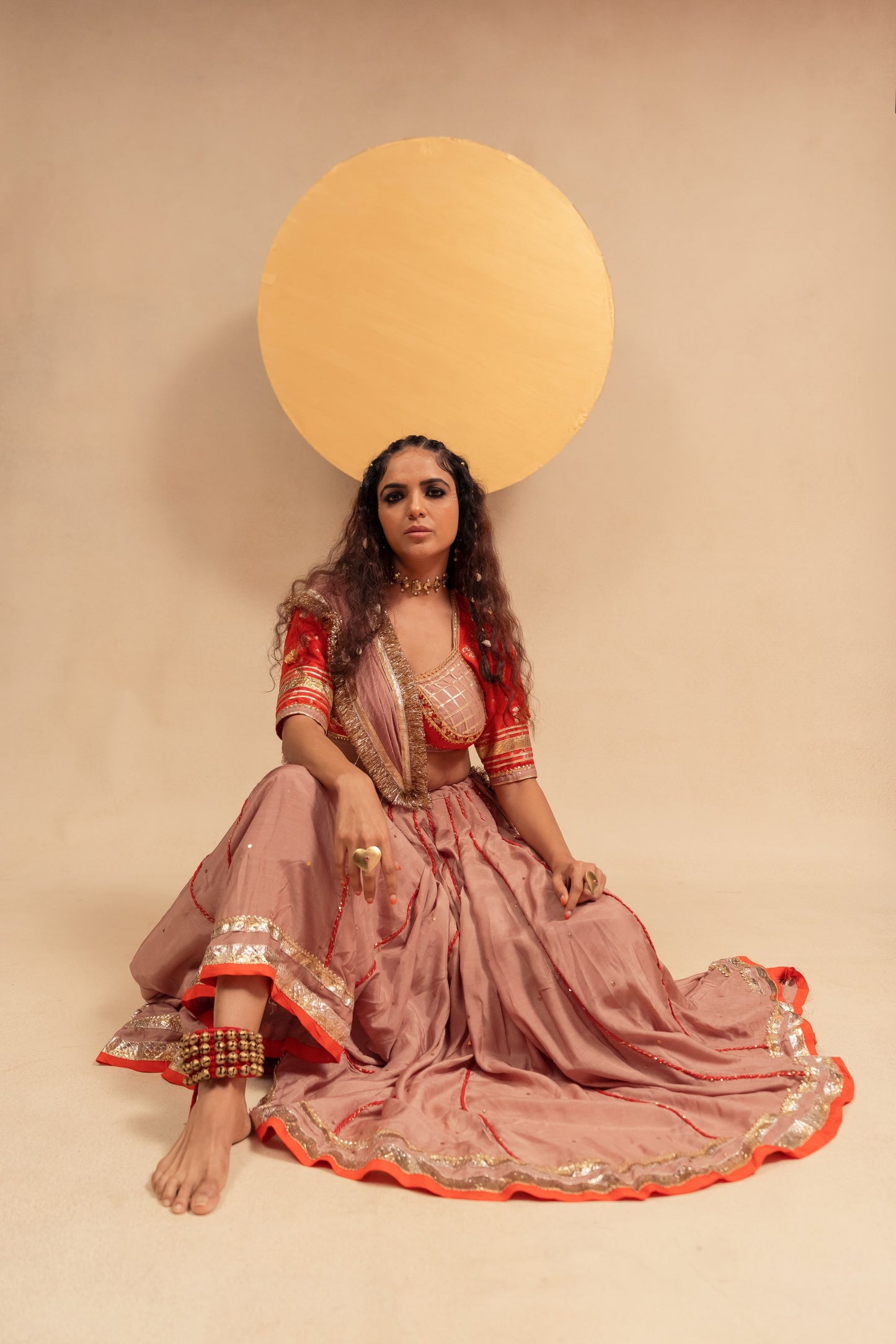 Peach orange Chaniya choli set