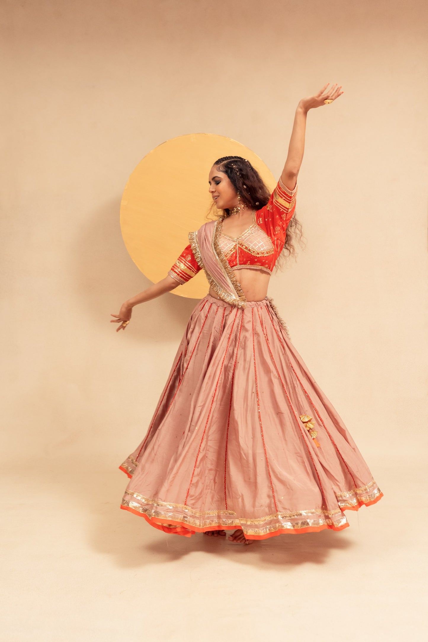 Peach orange Chaniya choli set