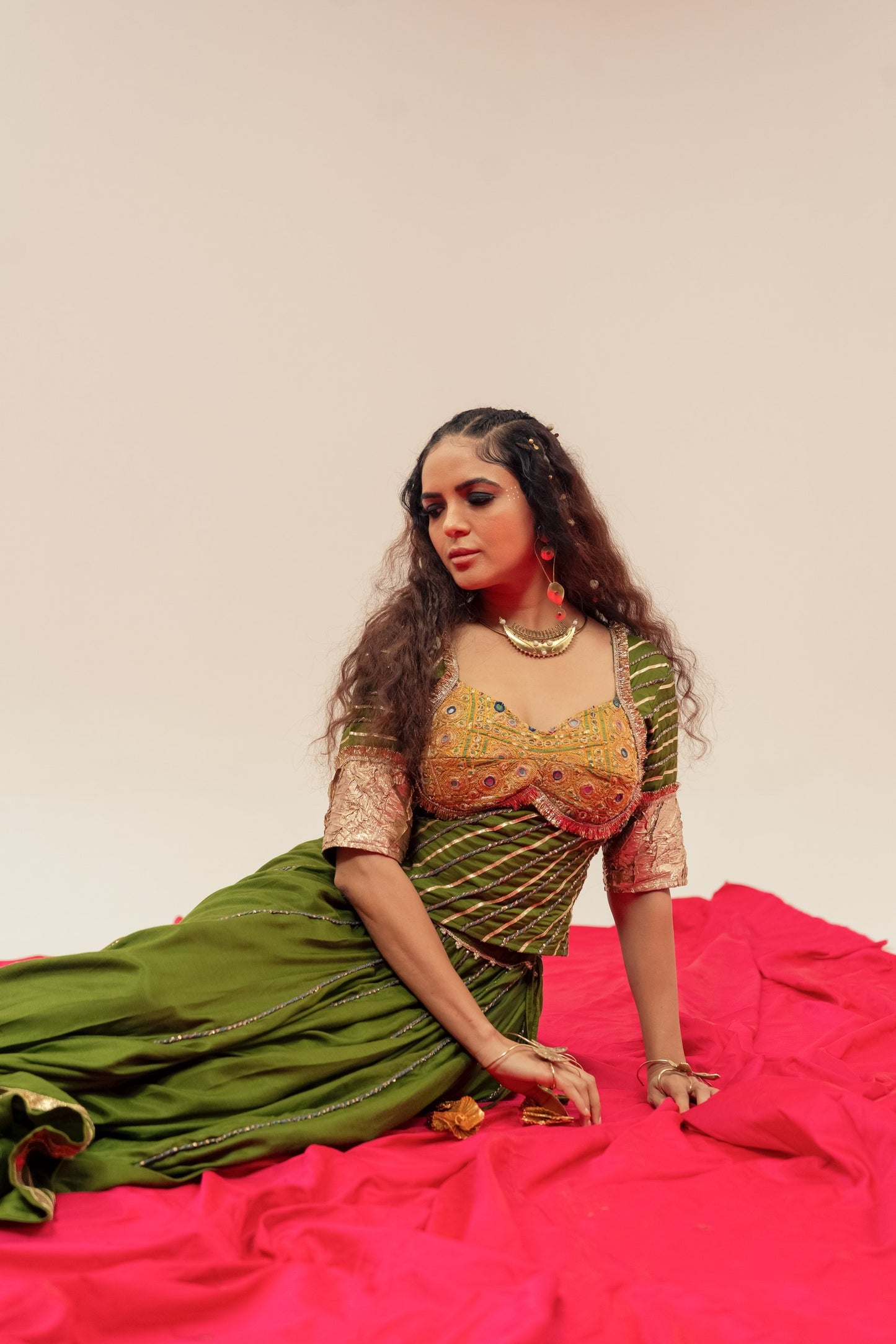 Olive green Chaniya choli set