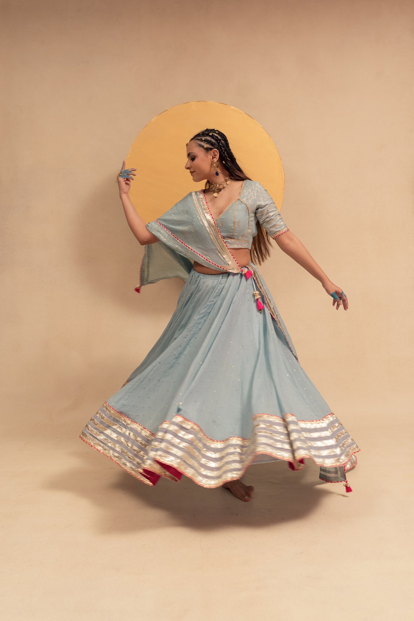 Sky blue Chaniya choli set
