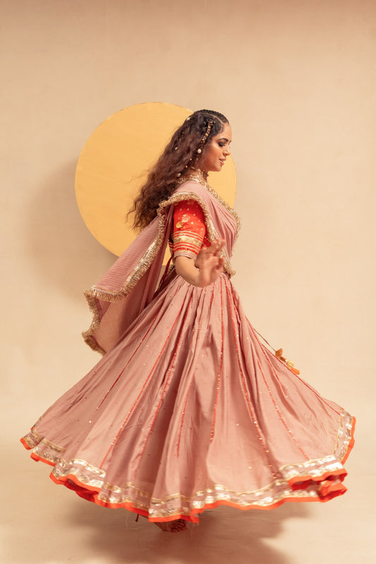 Peach orange Chaniya choli set