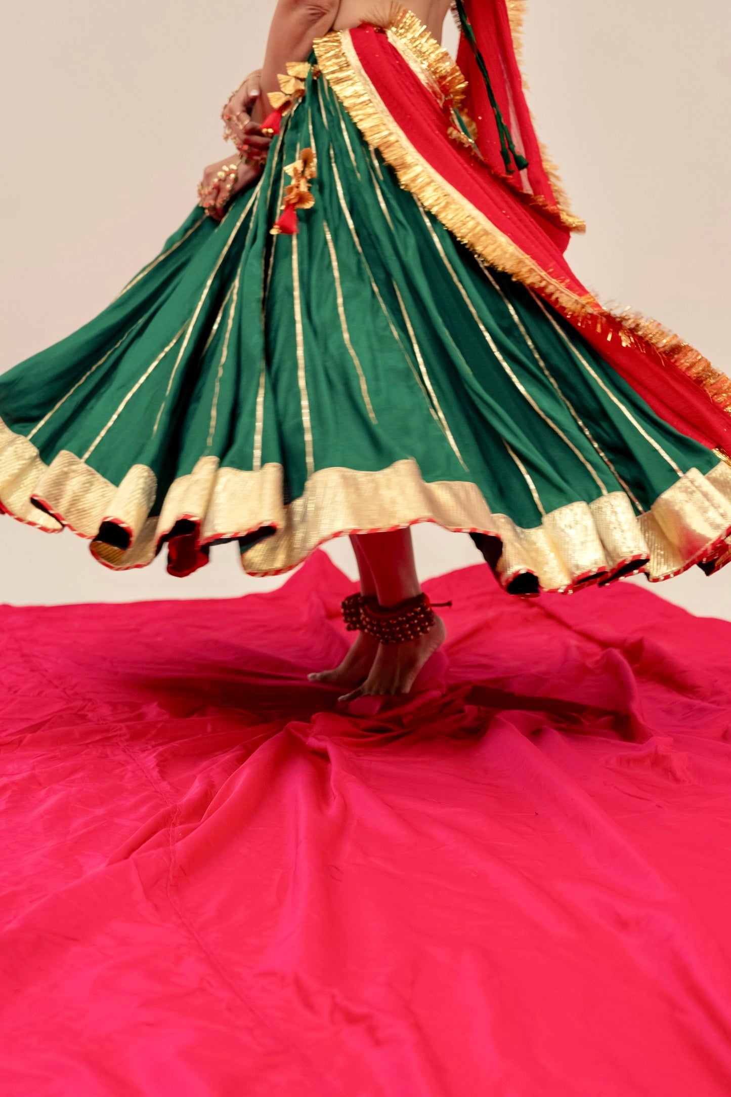 Green red Chaniya choli set