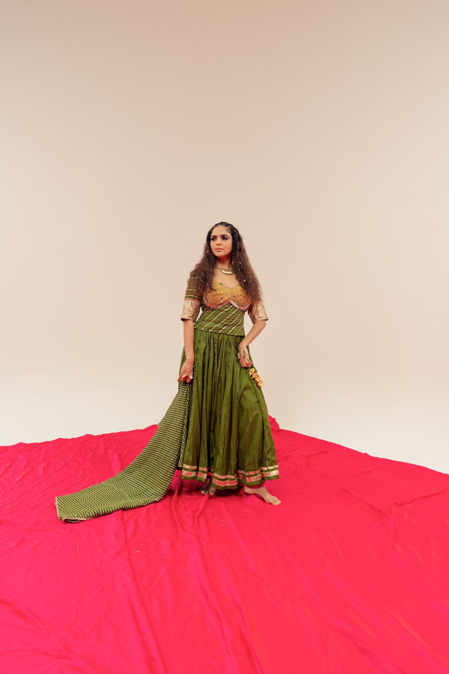 Olive green Chaniya choli set