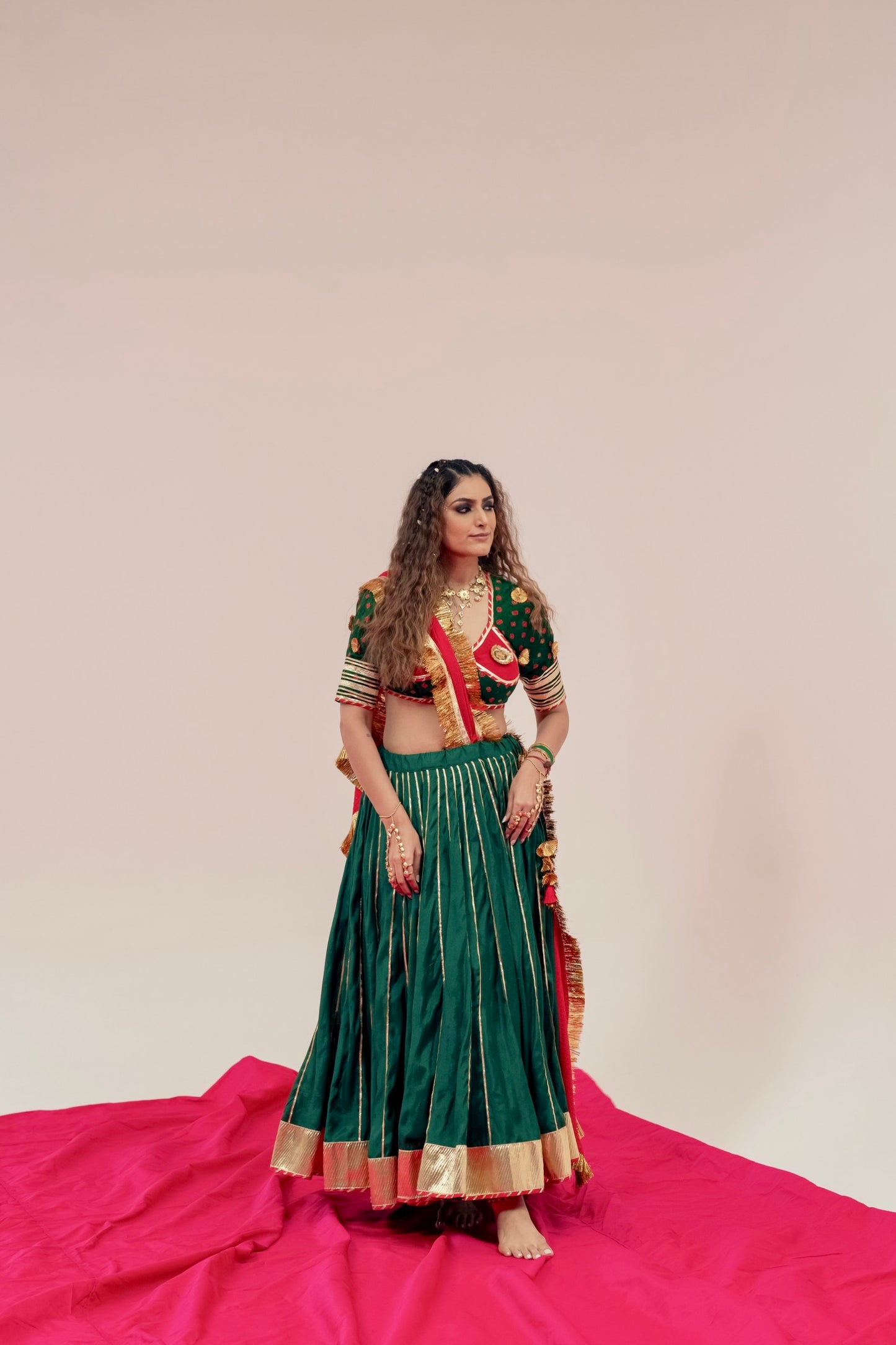 Green red Chaniya choli set