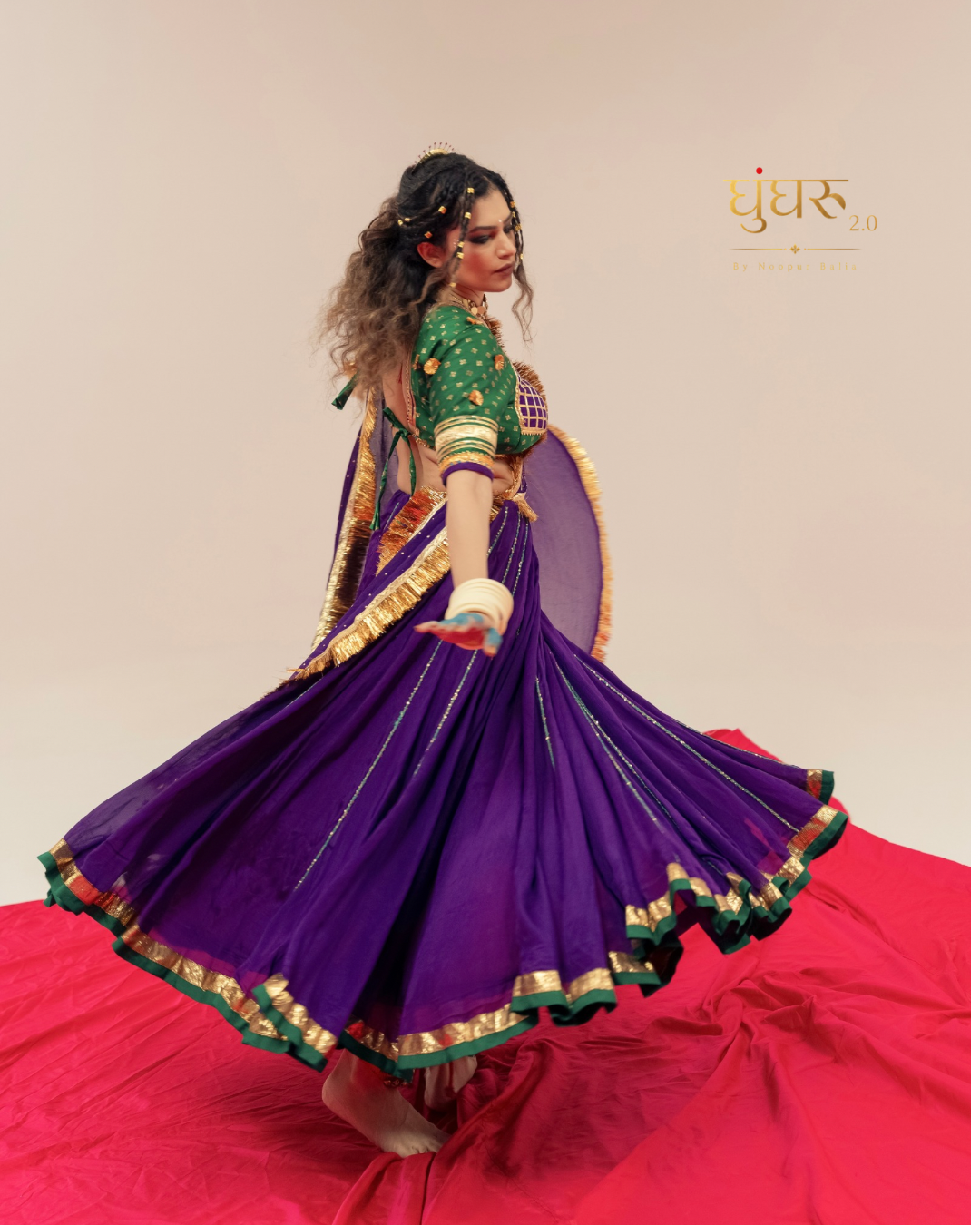 Purple green Chaniya choli set
