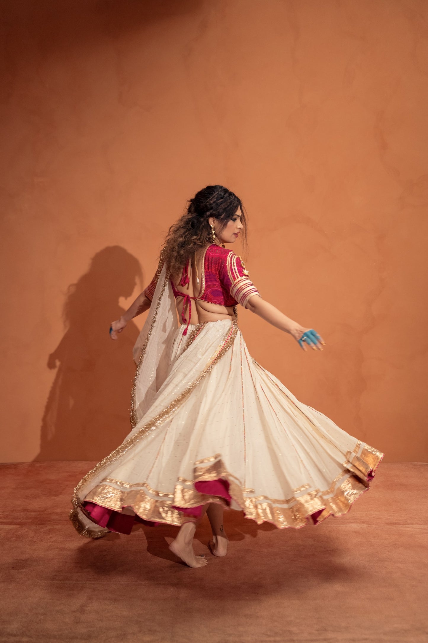 Cream pink Chaniya choli set
