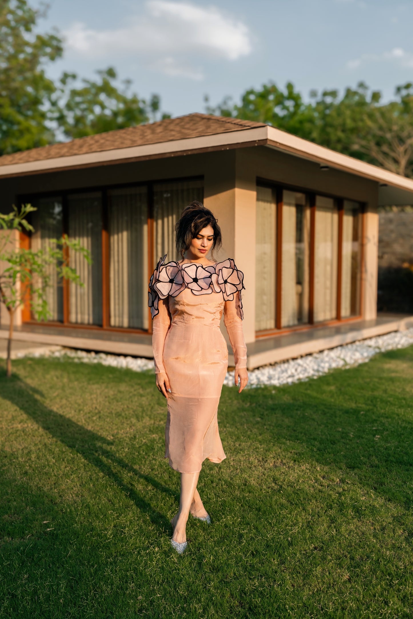Blush Pink 3D Flower Dress