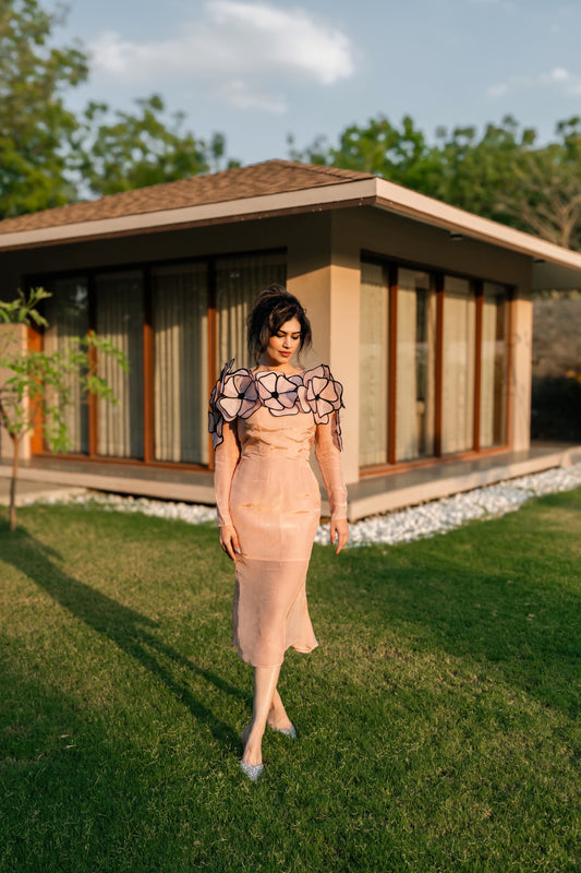 Blush Pink 3D Flower Dress