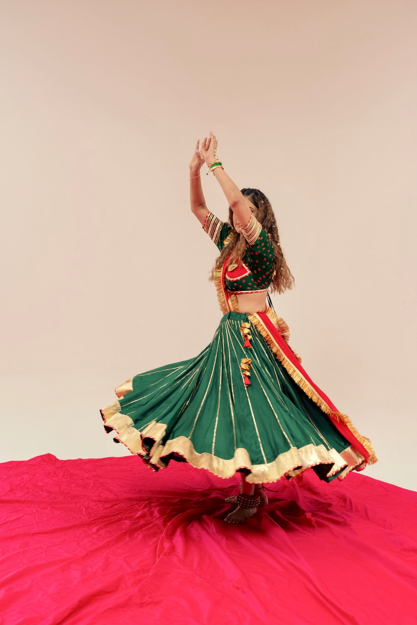 Green red Chaniya choli set