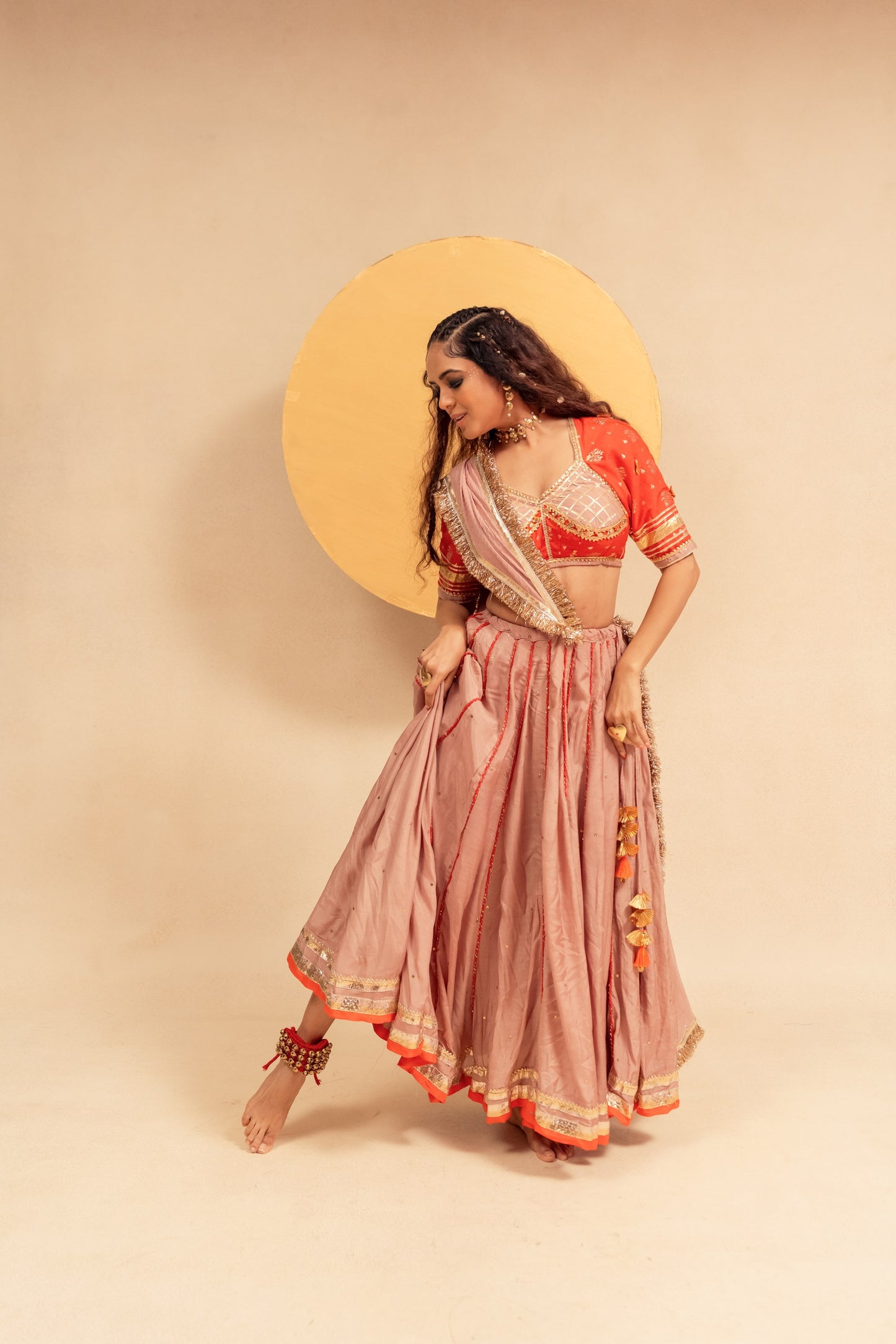 Peach orange Chaniya choli set
