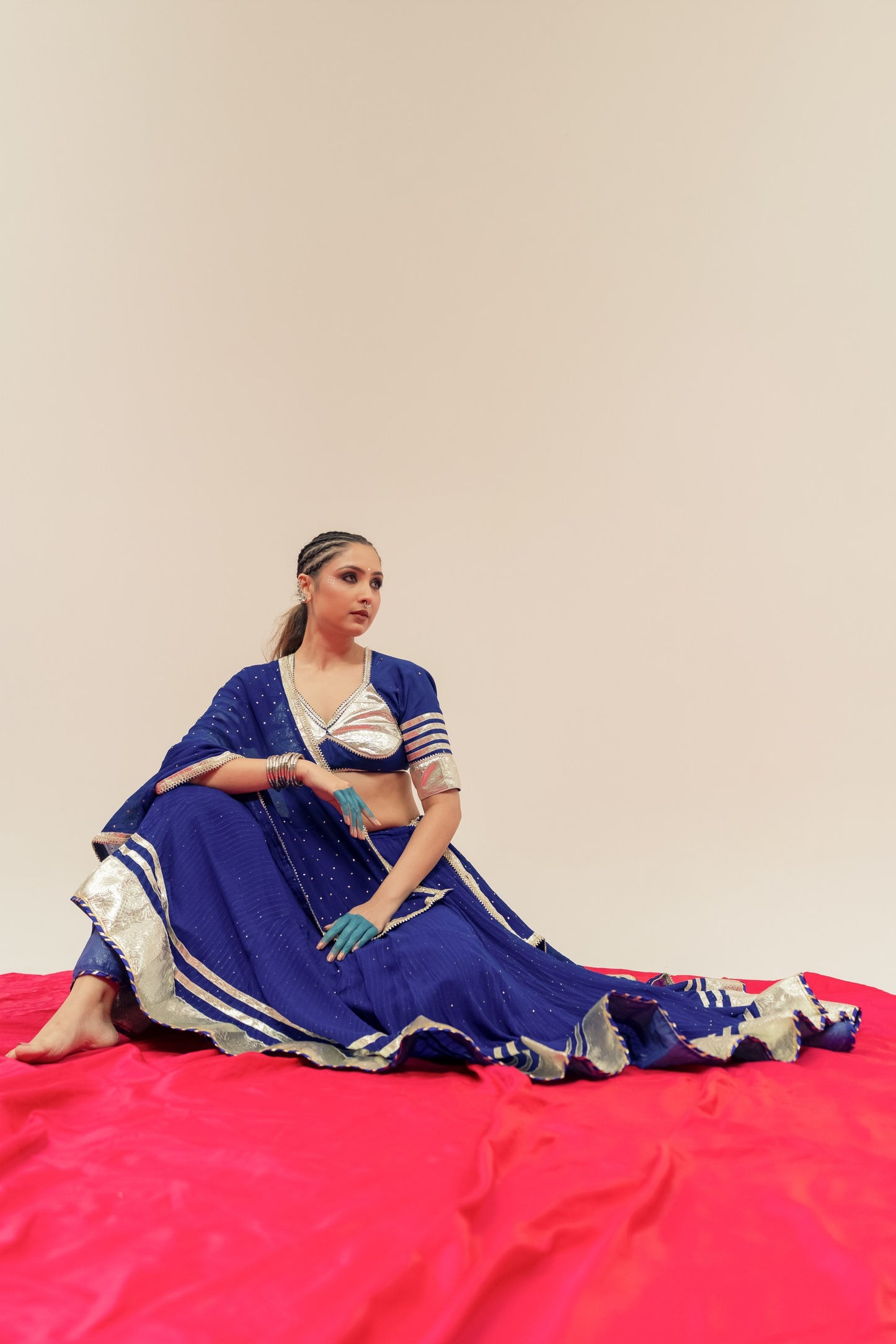 Royal blue silver Chaniya choli set