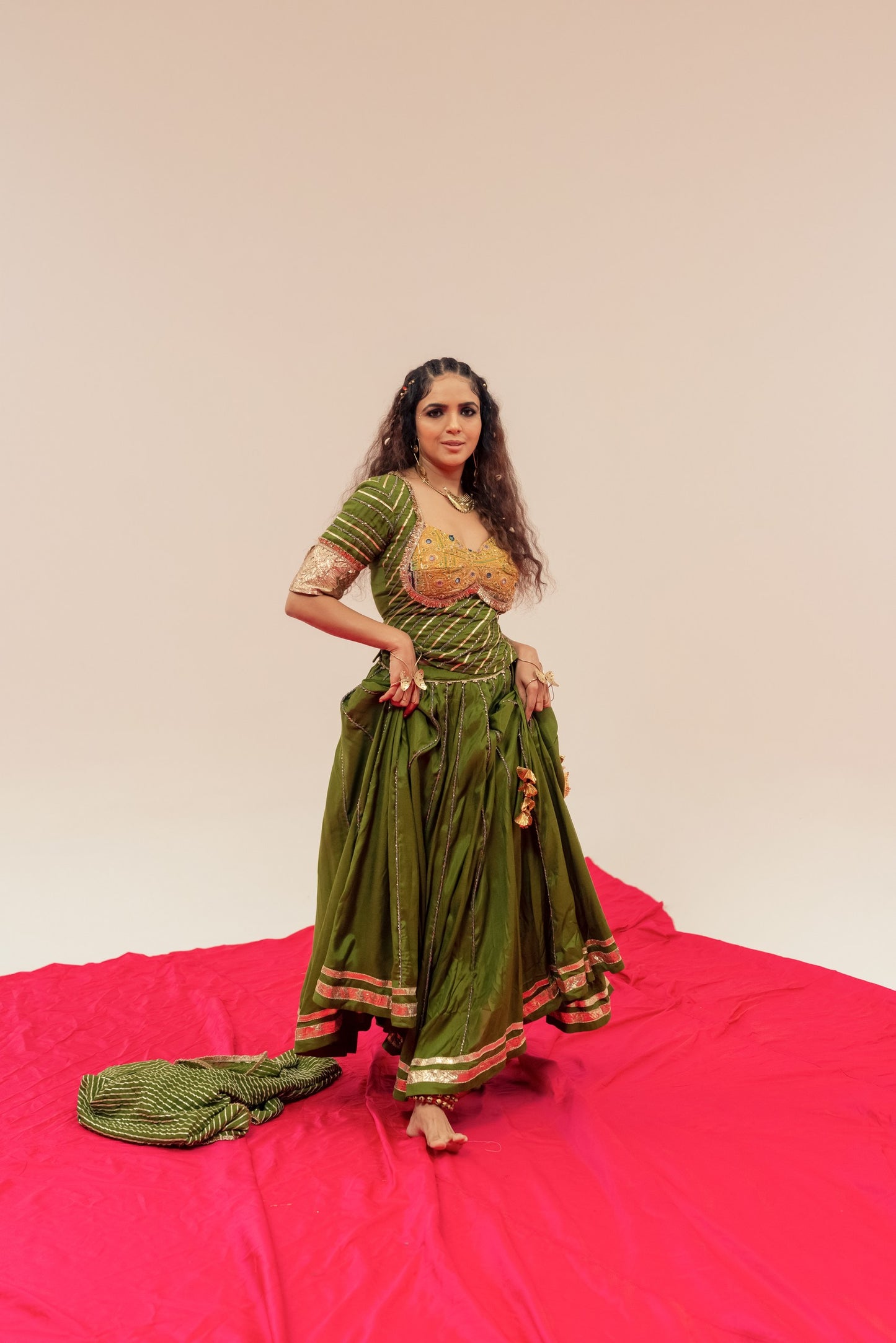 Olive green Chaniya choli set