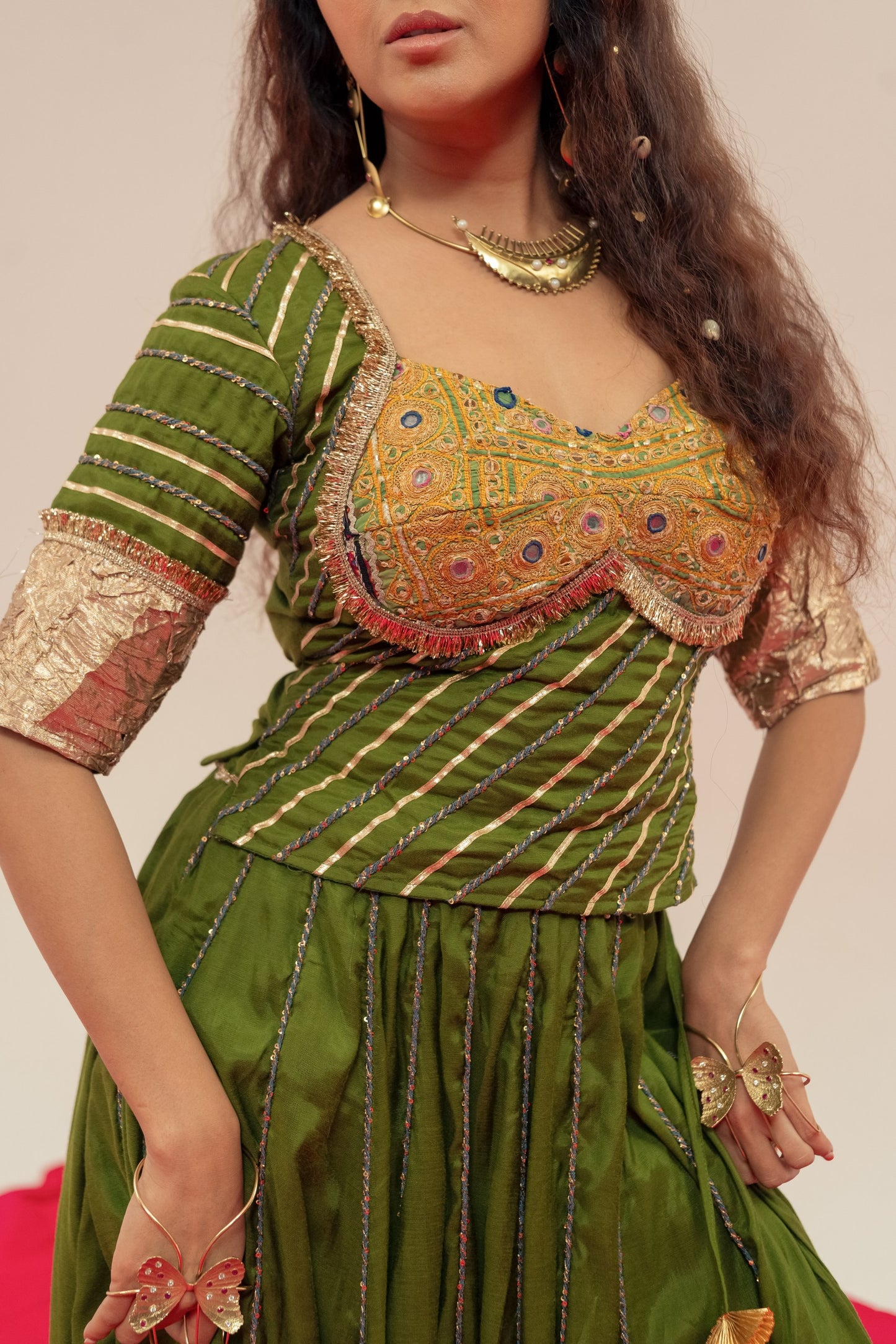 Olive green Chaniya choli set