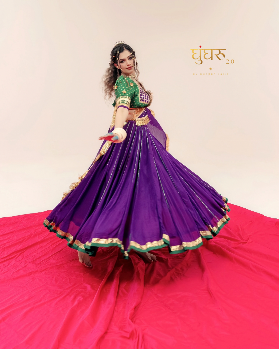 Purple green Chaniya choli set