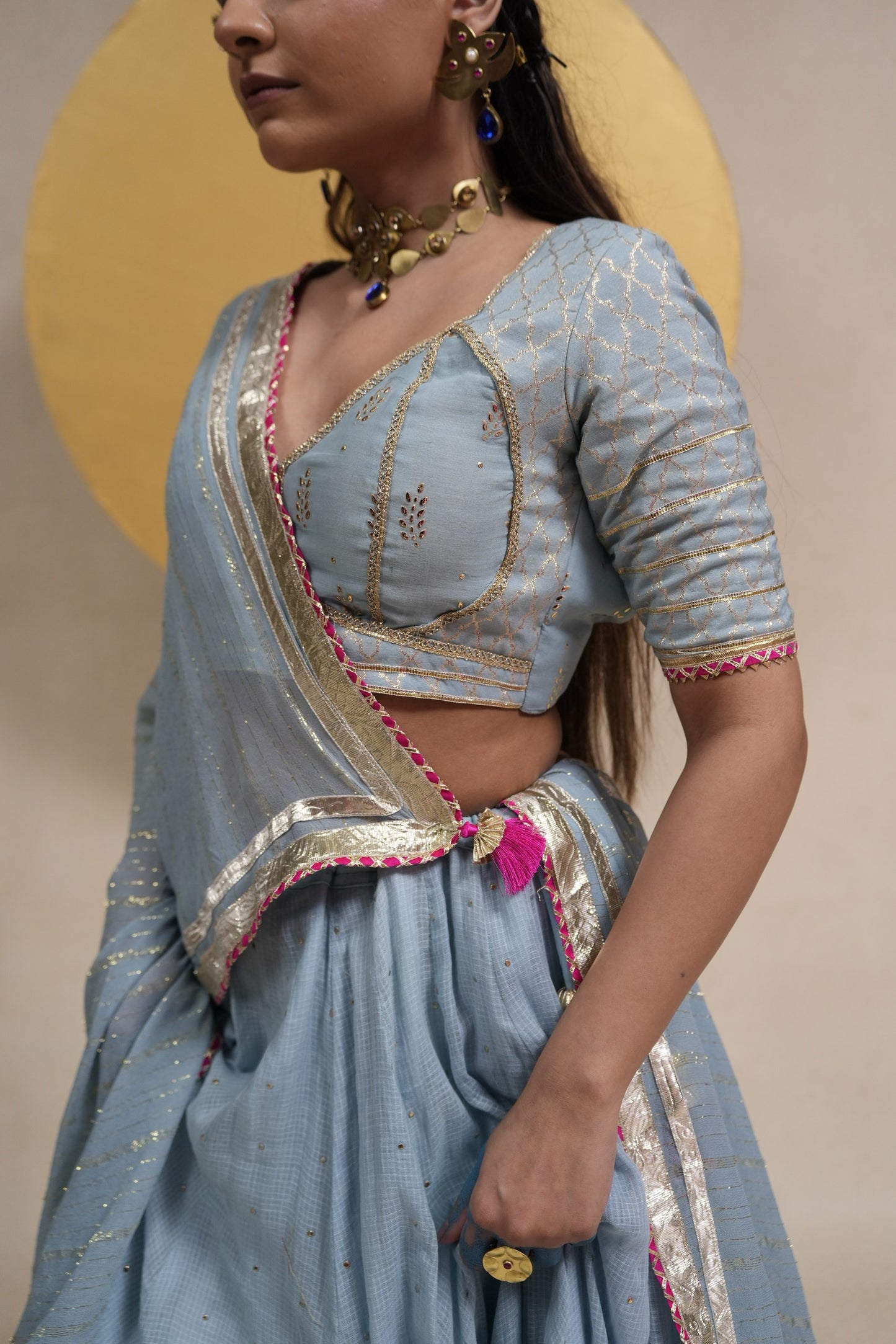 Sky blue Chaniya choli set