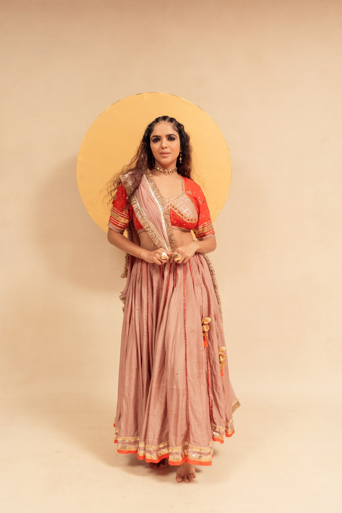 Peach orange Chaniya choli set