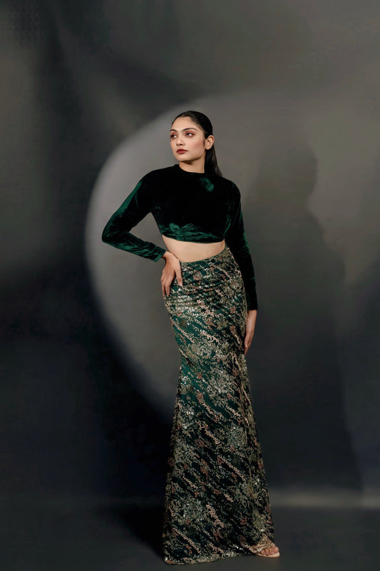 Emerald Green Embroidered Coord Set