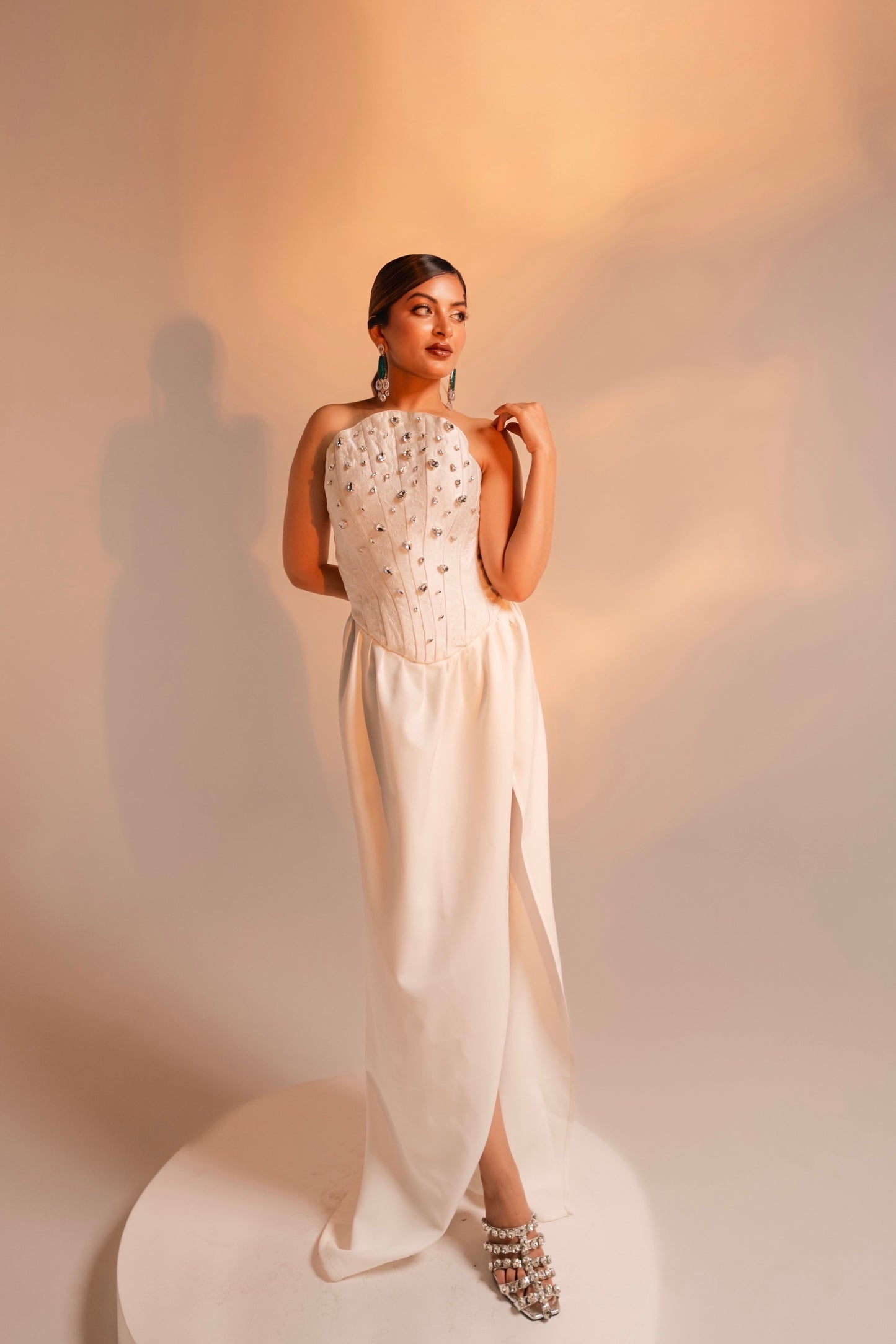 White Corset Embellished Dress