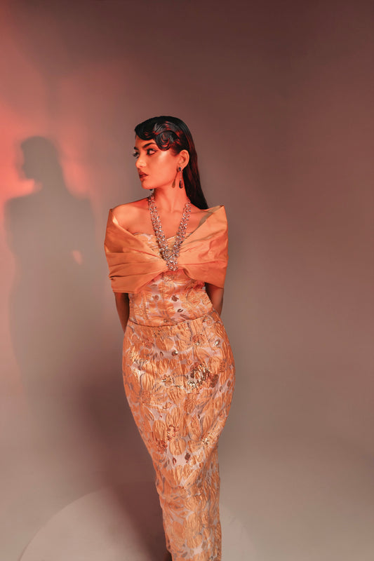 Orange Jaquard Dress