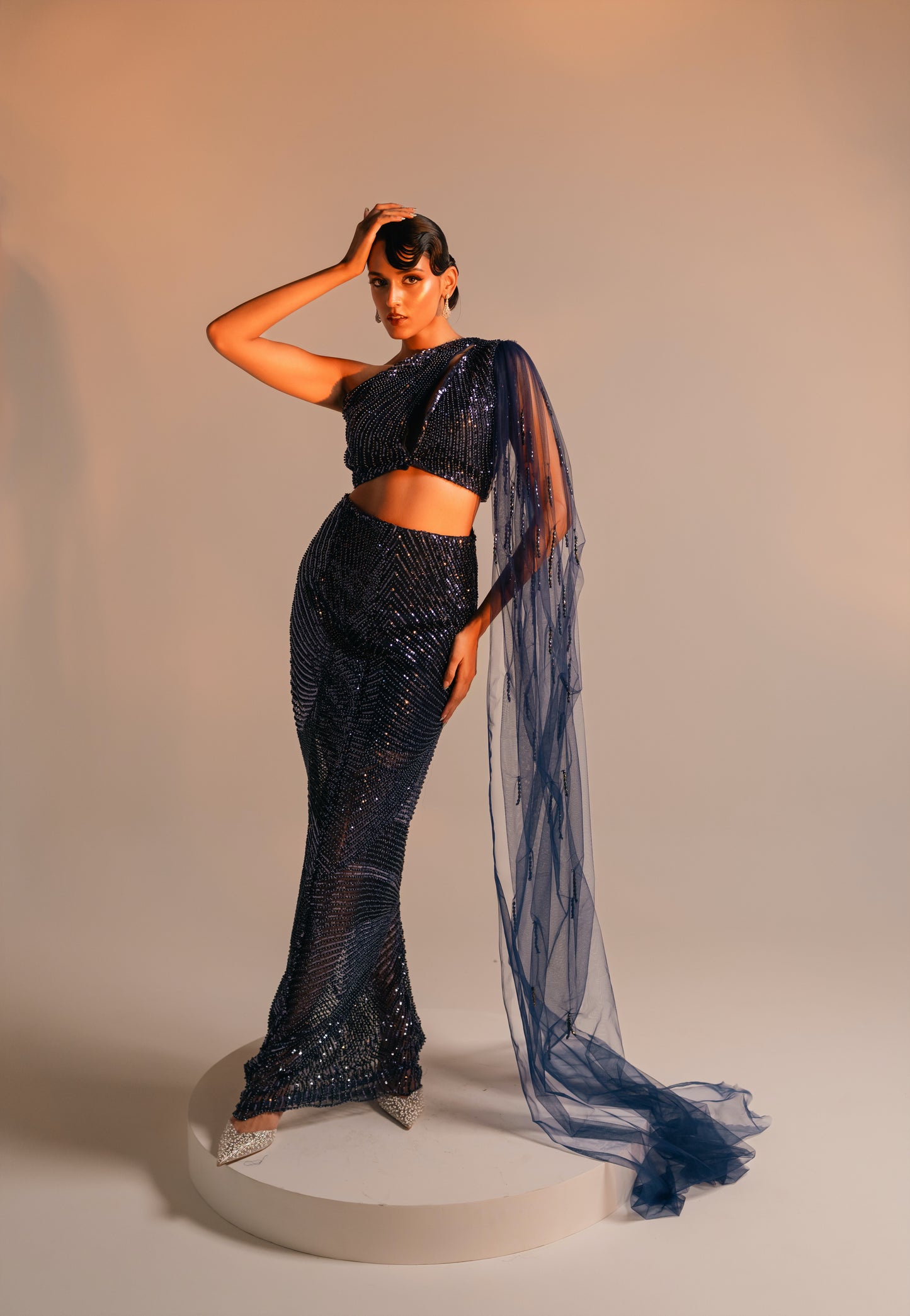 Navy Blue Embellished Coord Set