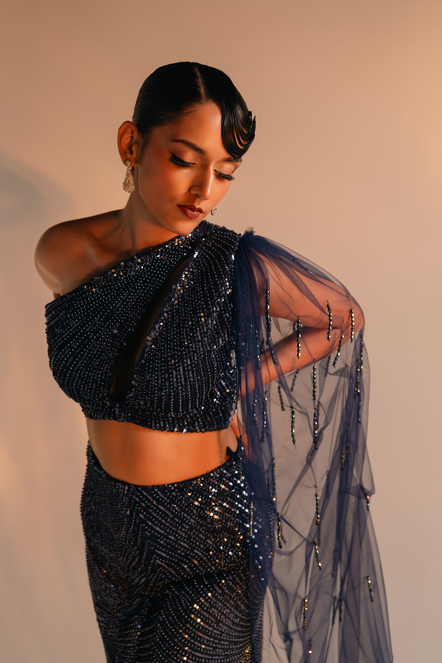Navy Blue Embellished Coord Set