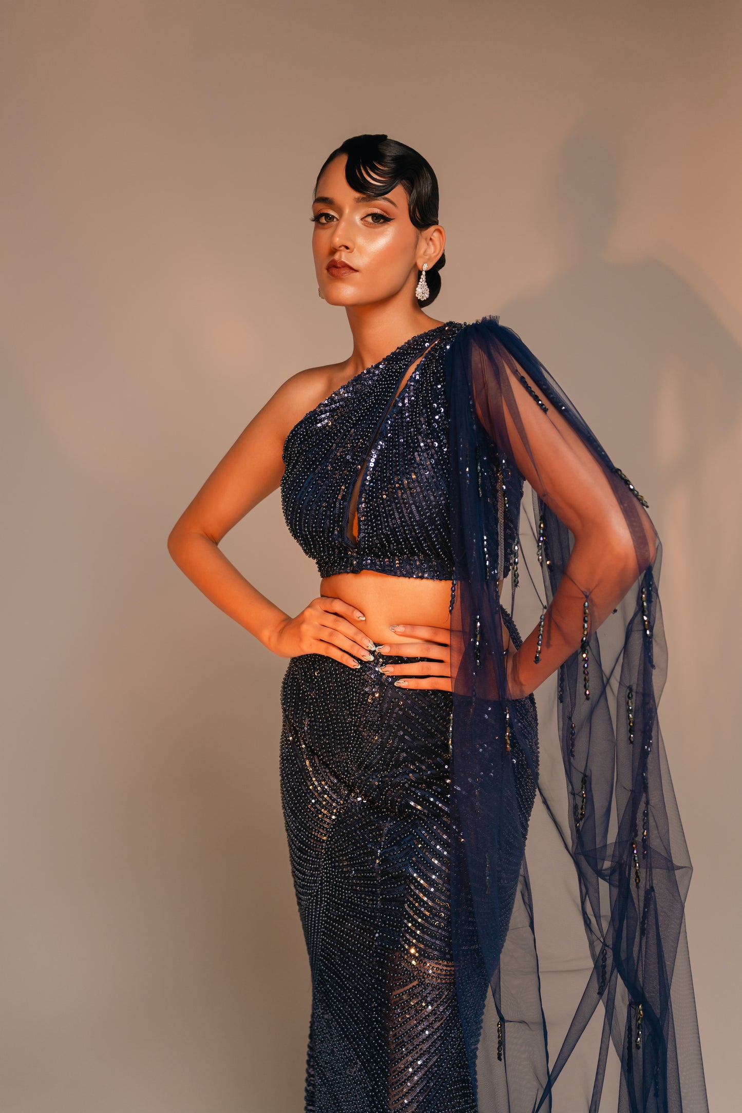 Navy Blue Embellished Coord Set