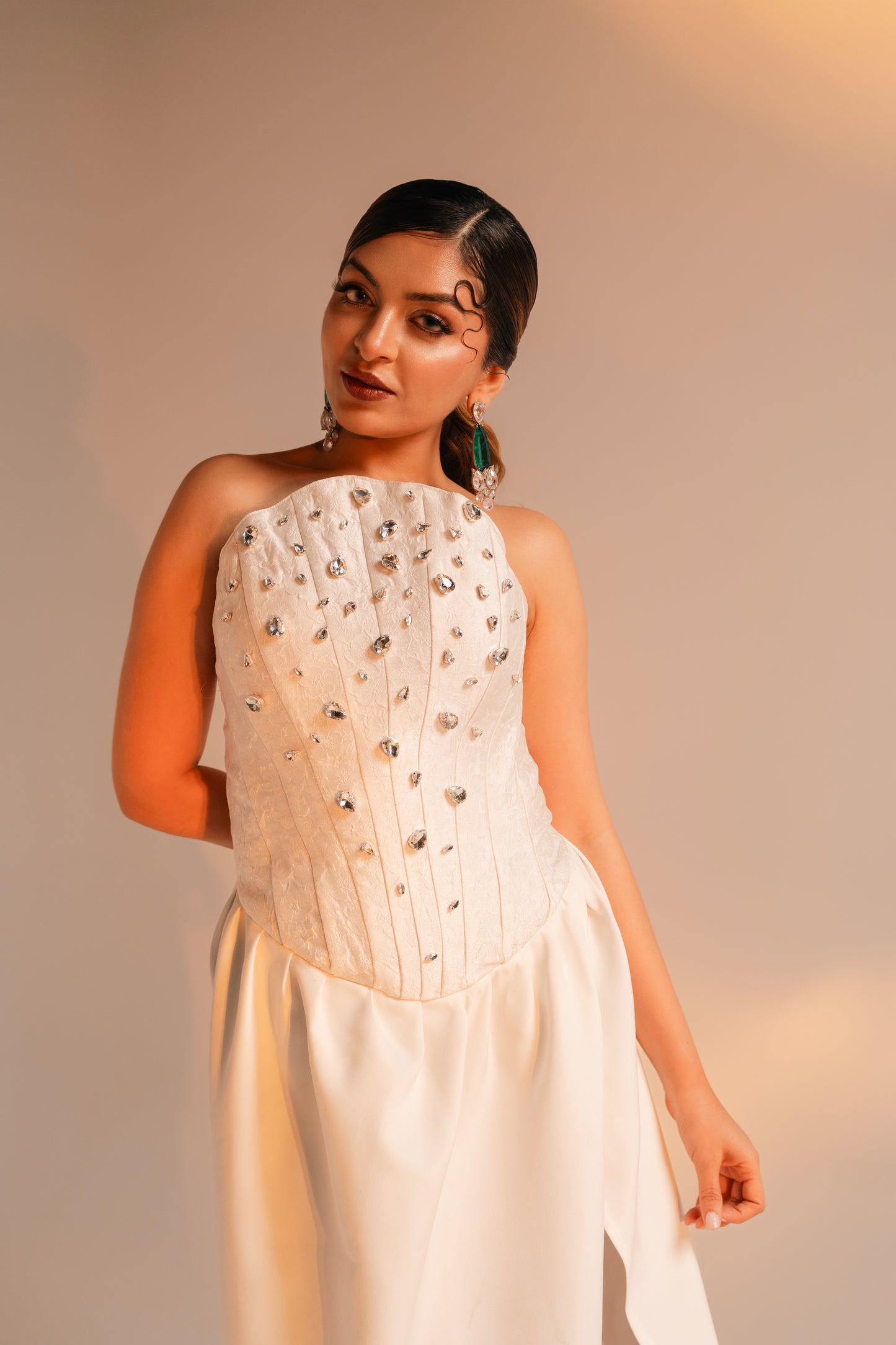 White Corset Embellished Dress