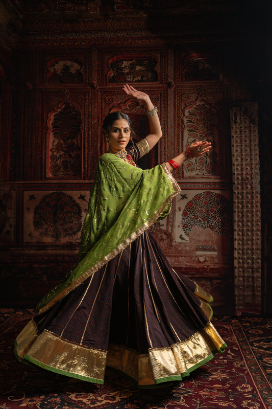 Gamthi Black green chaniya choli set
